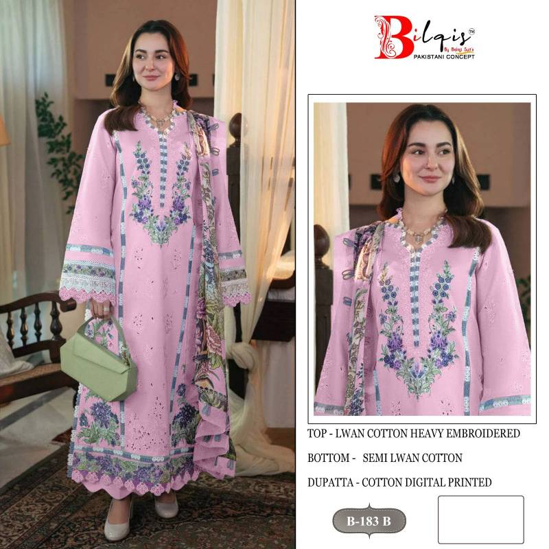 Bilqis B 183 Lawn Cotton Pakistani Salwar Kameez Collection