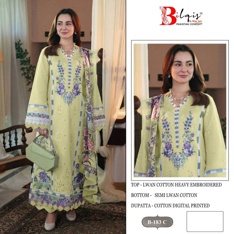 Bilqis B 183 Lawn Cotton Pakistani Salwar Kameez Collection