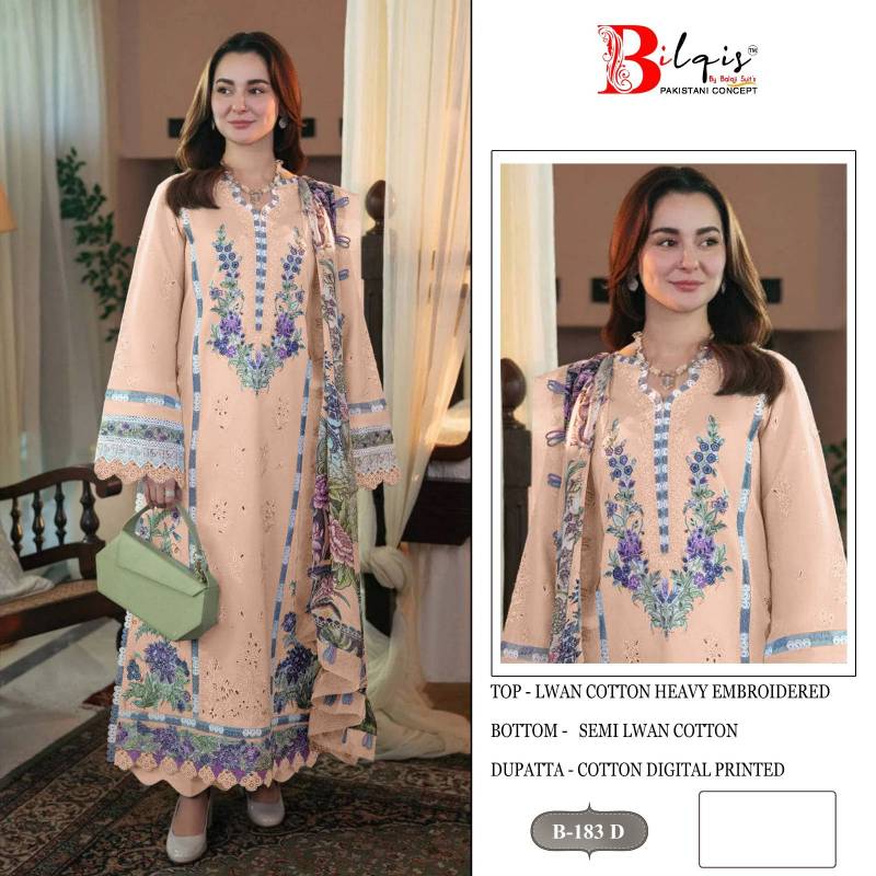 Bilqis B 183 Lawn Cotton Pakistani Salwar Kameez Collection