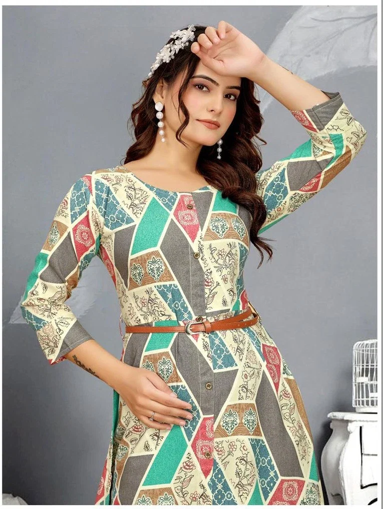 Poonam Manya Vol 1 Rayon With Leather Belt Kurti Collection