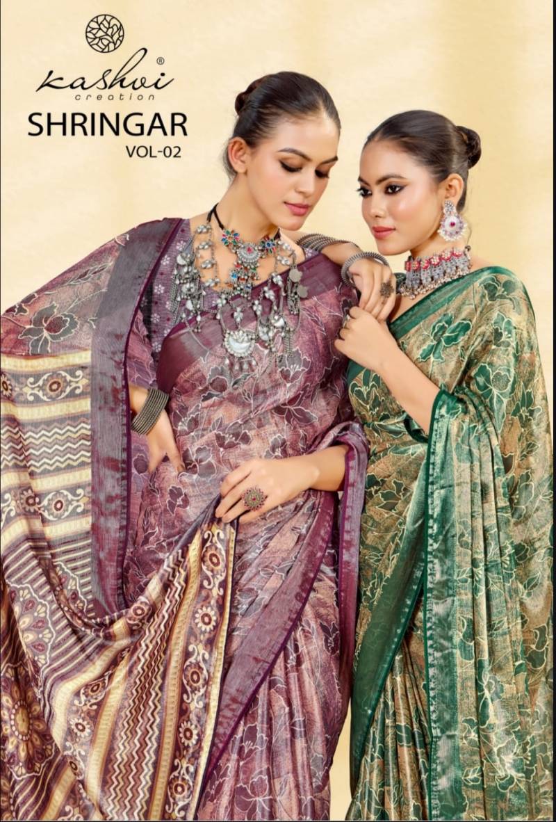 Kashvi Shringar Vol 2 Brasso With Foil Fancy Saree Collection