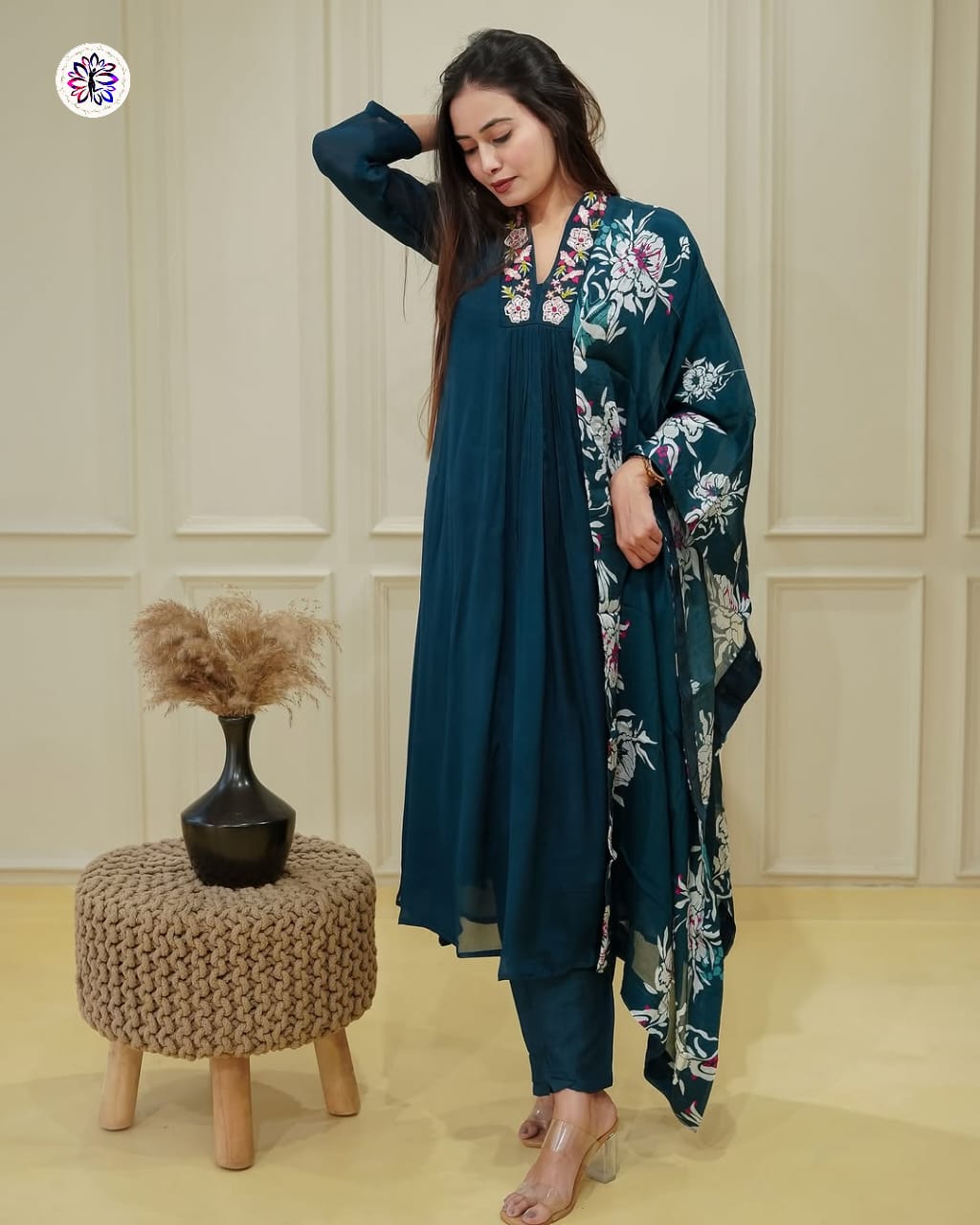 Lekha KL 6010 Chinon Embroidered Kurti Bottom With Dupatta
