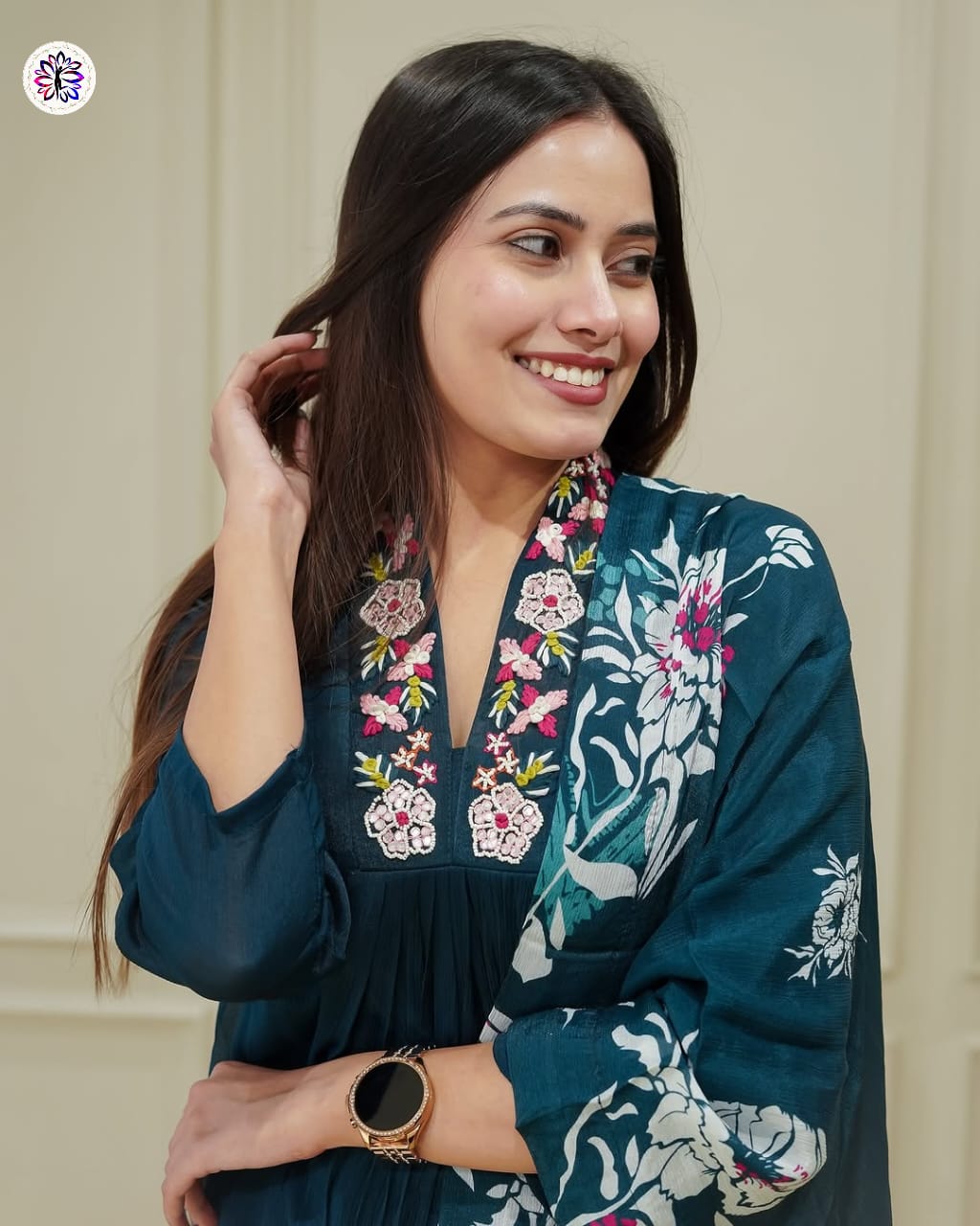 Lekha KL 6010 Chinon Embroidered Kurti Bottom With Dupatta