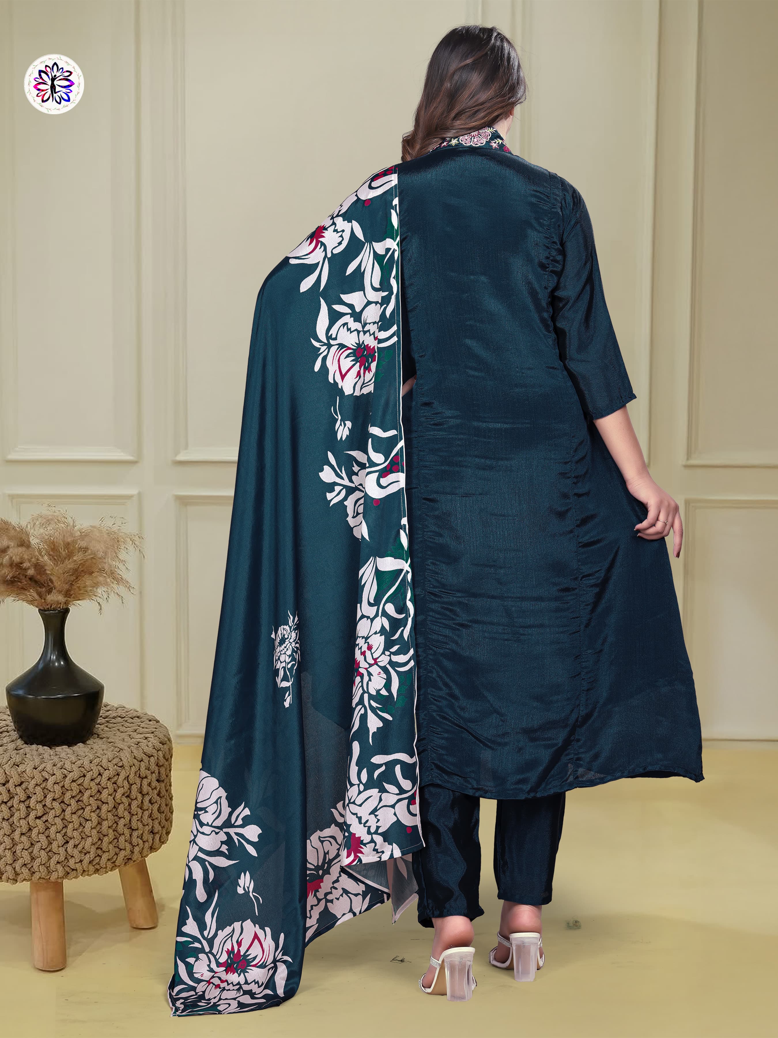Lekha KL 6010 Chinon Embroidered Kurti Bottom With Dupatta