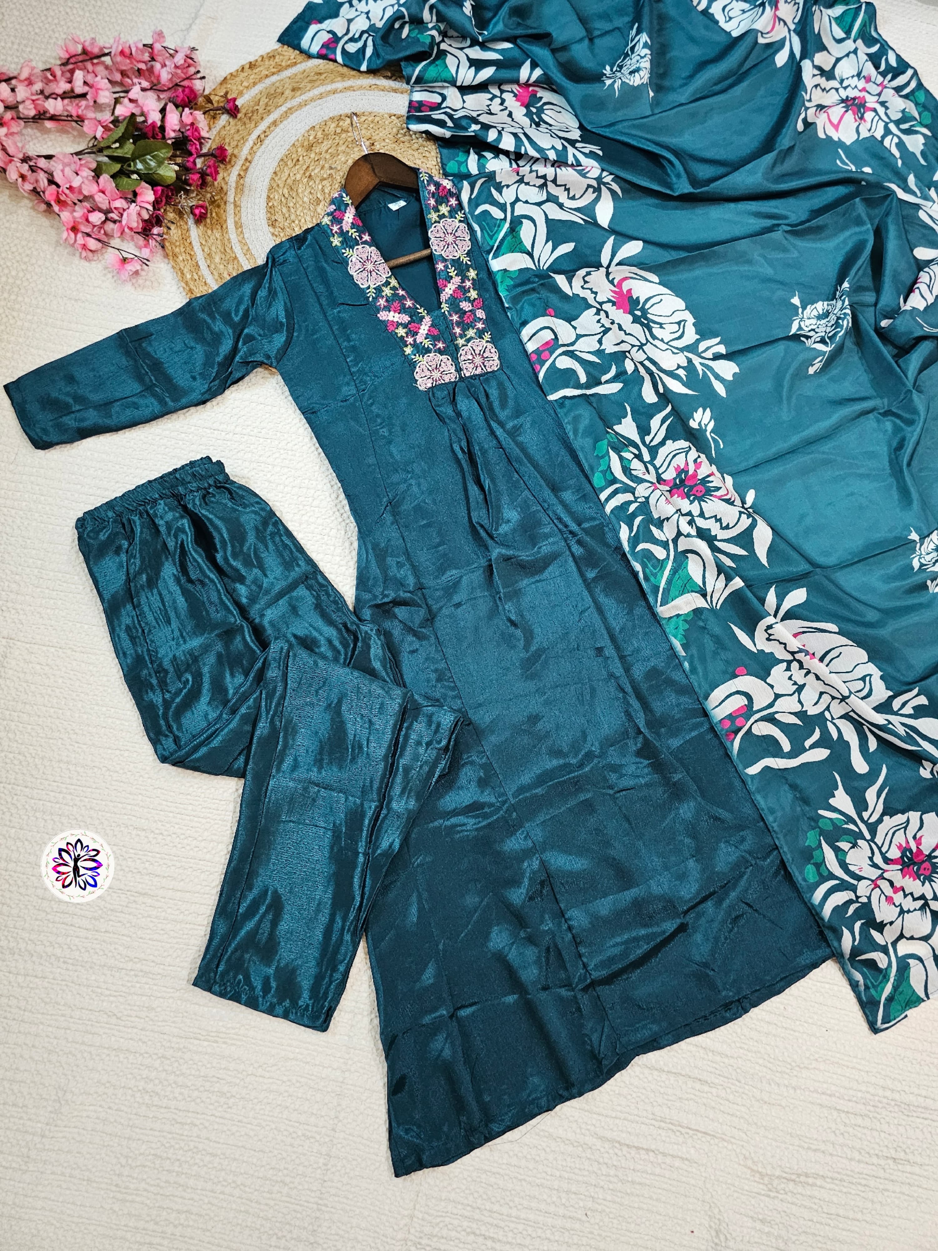 Lekha KL 6010 Chinon Embroidered Kurti Bottom With Dupatta