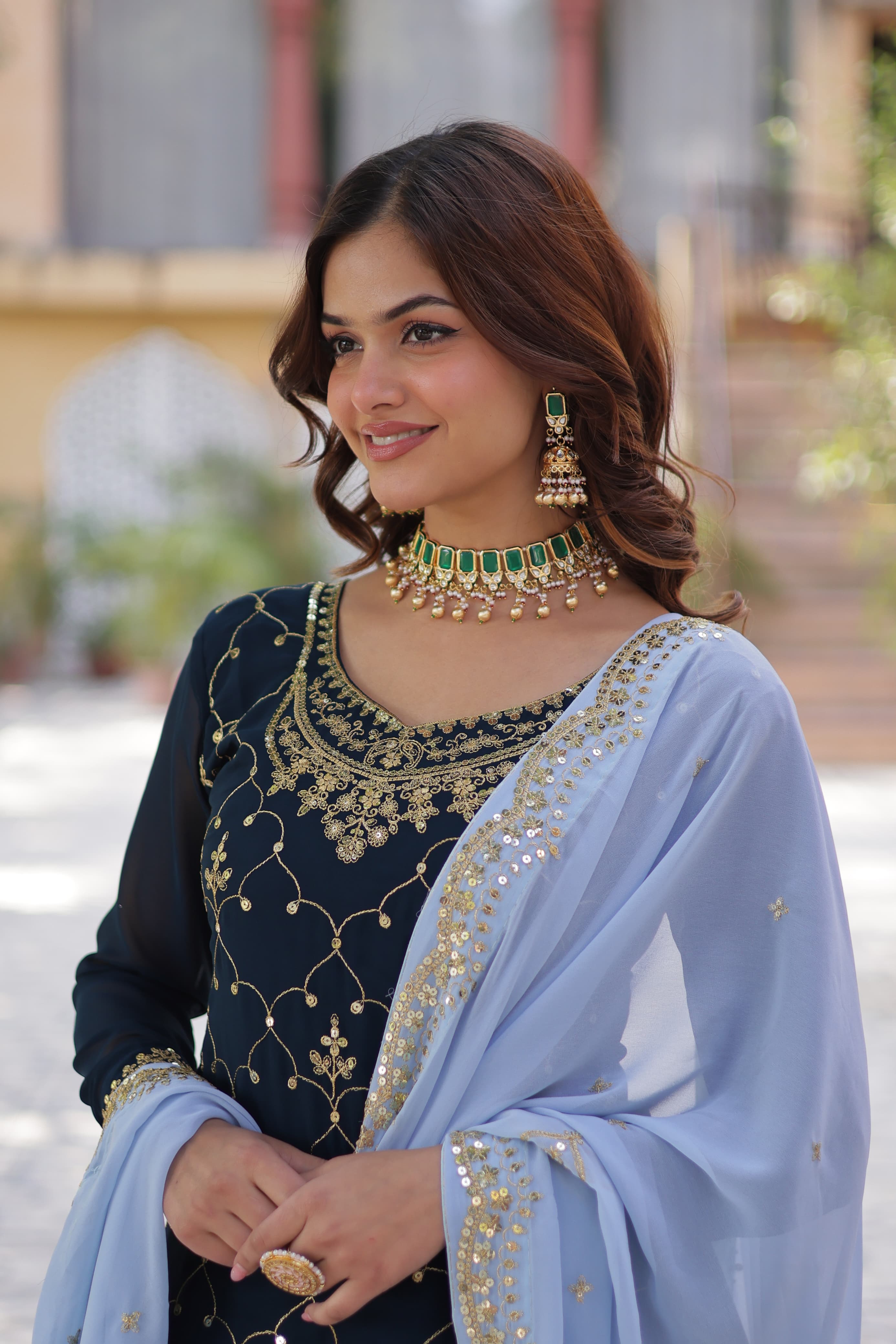 Lekha KA 1145 Faux Blooming With Sequins Embroidered Kurti Bottom With Dupatta