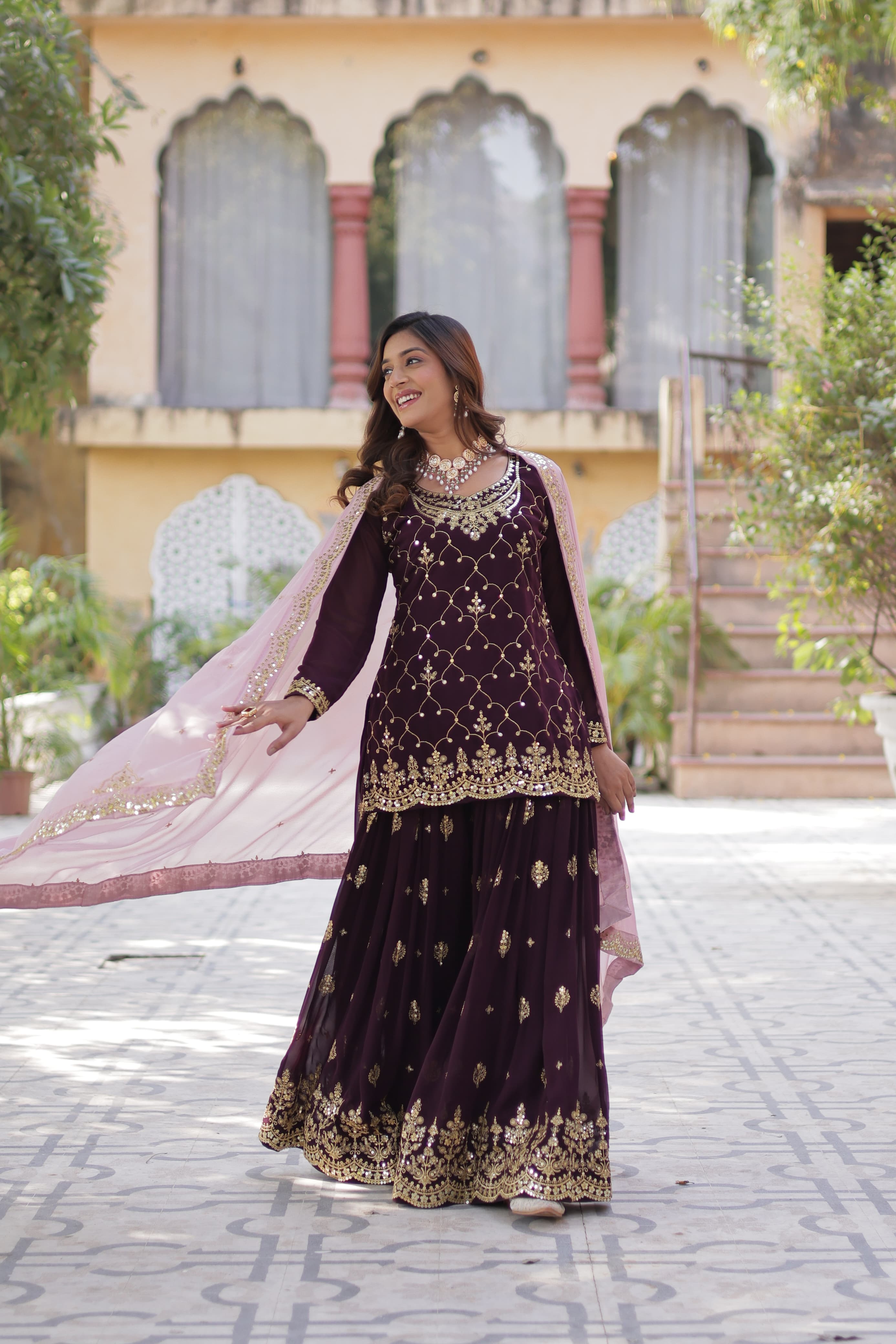 Lekha KA 1145 Faux Blooming With Sequins Embroidered Kurti Bottom With Dupatta