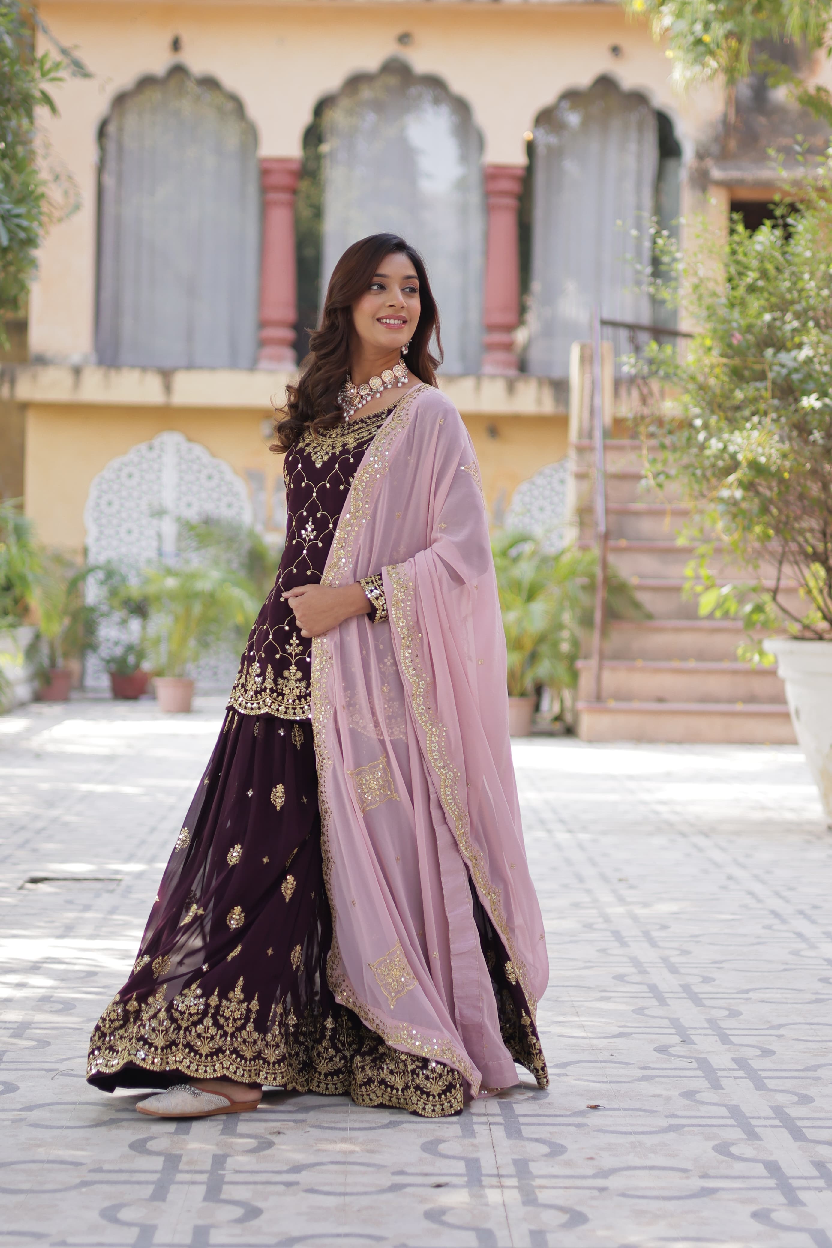 Lekha KA 1145 Faux Blooming With Sequins Embroidered Kurti Bottom With Dupatta