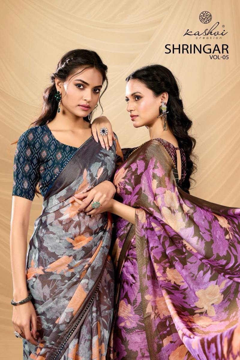 Kashvi Shringar Vol 5 Brasso With Foil Fancy Saree Collection