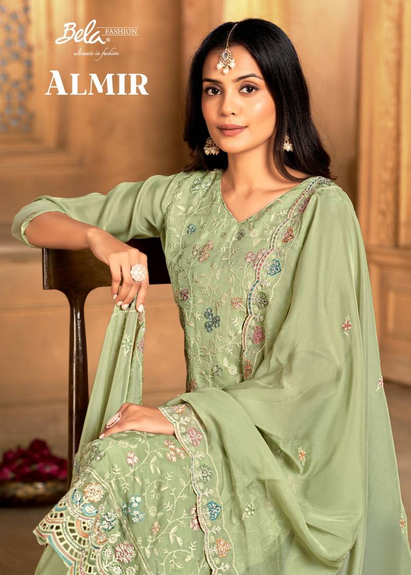 Bela Almir Organza Embroidered Designer Salwar Kameez Collection
