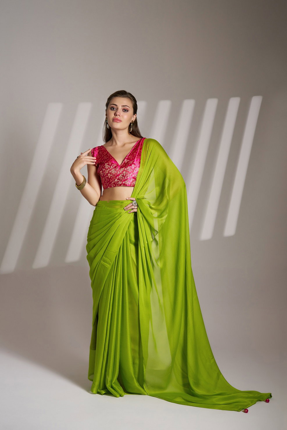 Ziva 38 Party Wear Designer Chiffon Saree with Un Stitched Blouse 