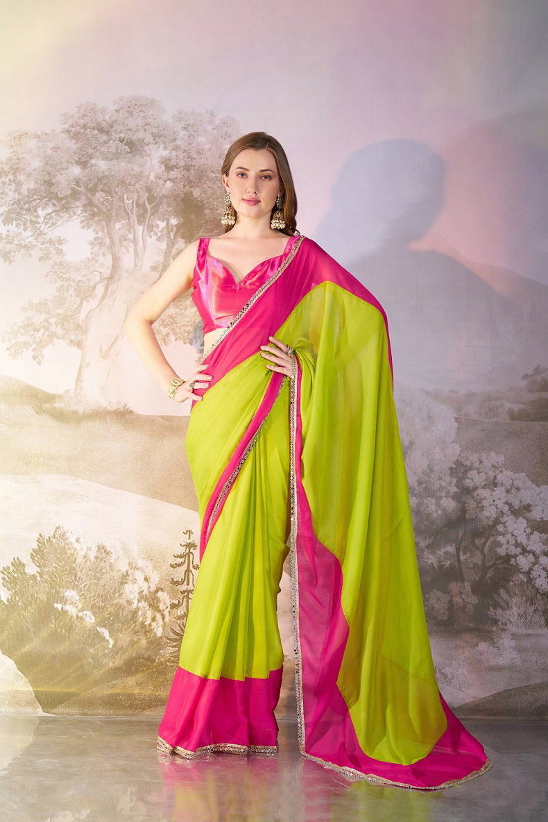Ziva 38 Party Wear Designer Chiffon Saree with Un Stitched Blouse 