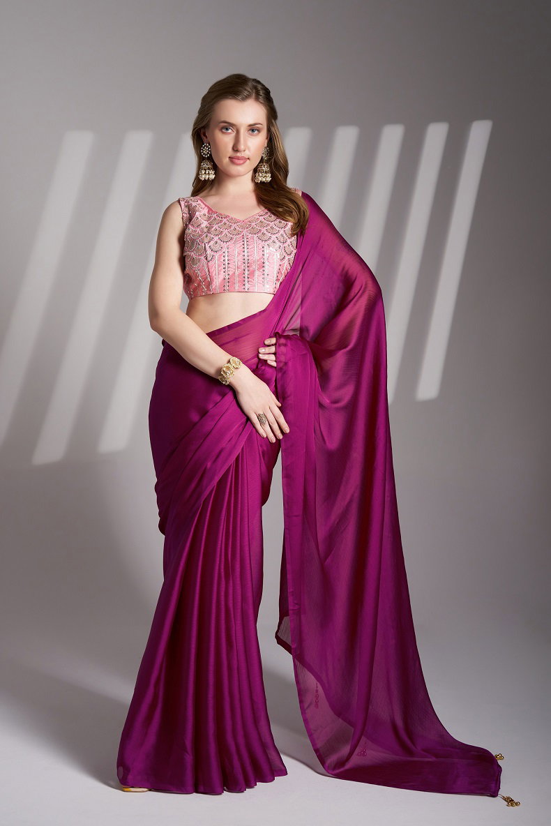 Ziva 38 Party Wear Designer Chiffon Saree with Un Stitched Blouse 