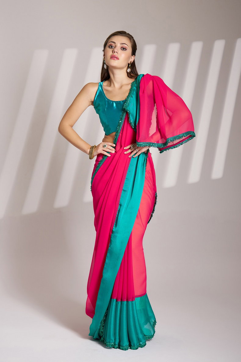 Ziva 38 Party Wear Designer Chiffon Saree with Un Stitched Blouse 
