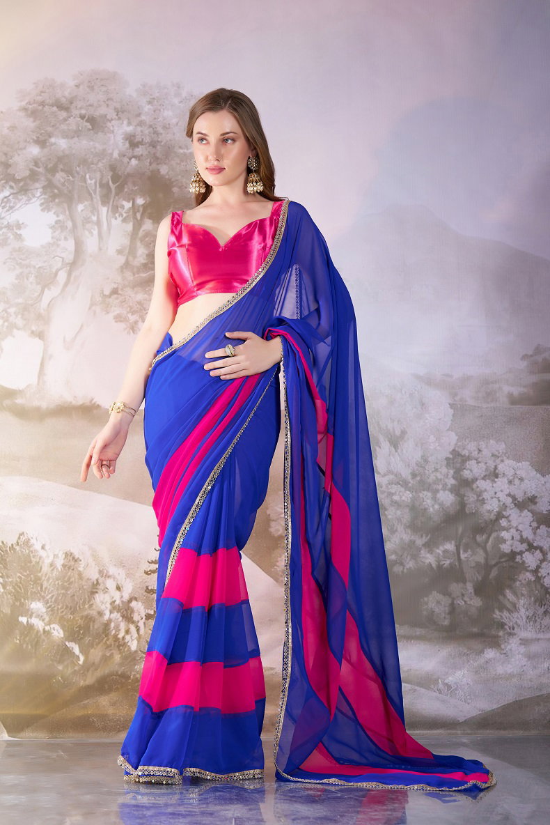 Ziva 38 Party Wear Designer Chiffon Saree with Un Stitched Blouse 