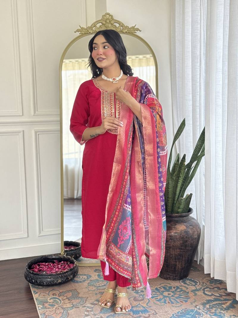 Arina 01 Chanderi Silk Kurti Bottom With Dupatta