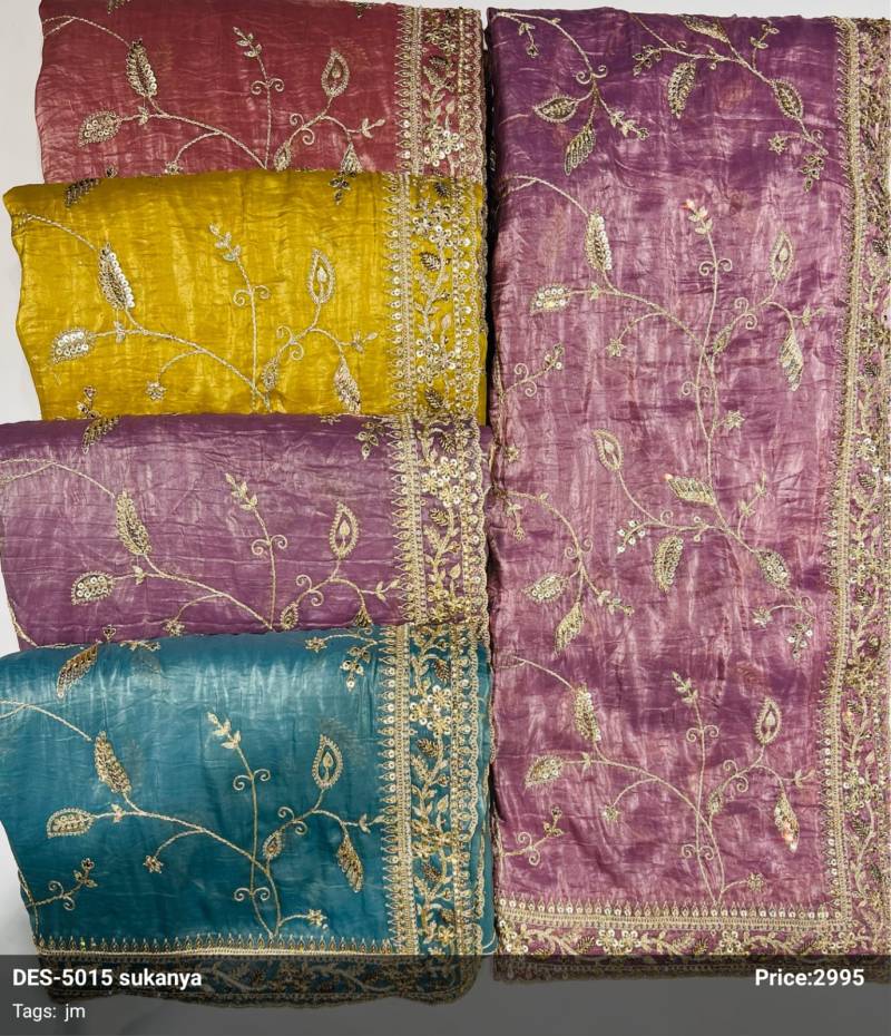 Des 5015 Sukanya Gold Crush Fancy Saree Collection