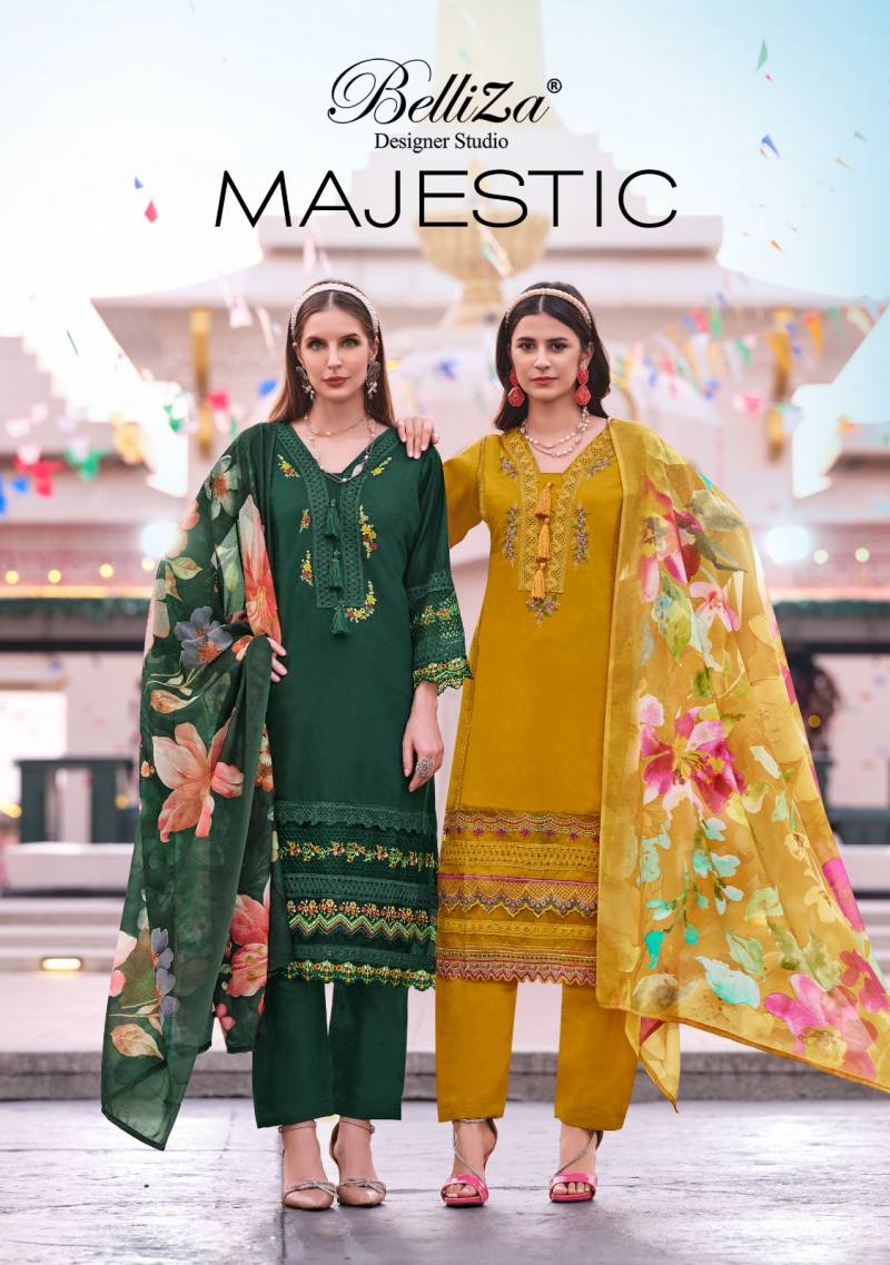 Belliza Majestic Roman Silk Embroidered Dress Material Collection
