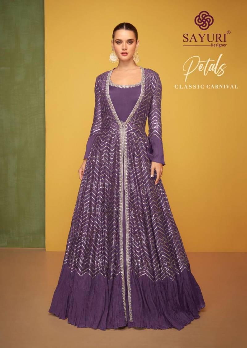 Sayuri Petals Classic Carnival Silk Designer Gown Collection