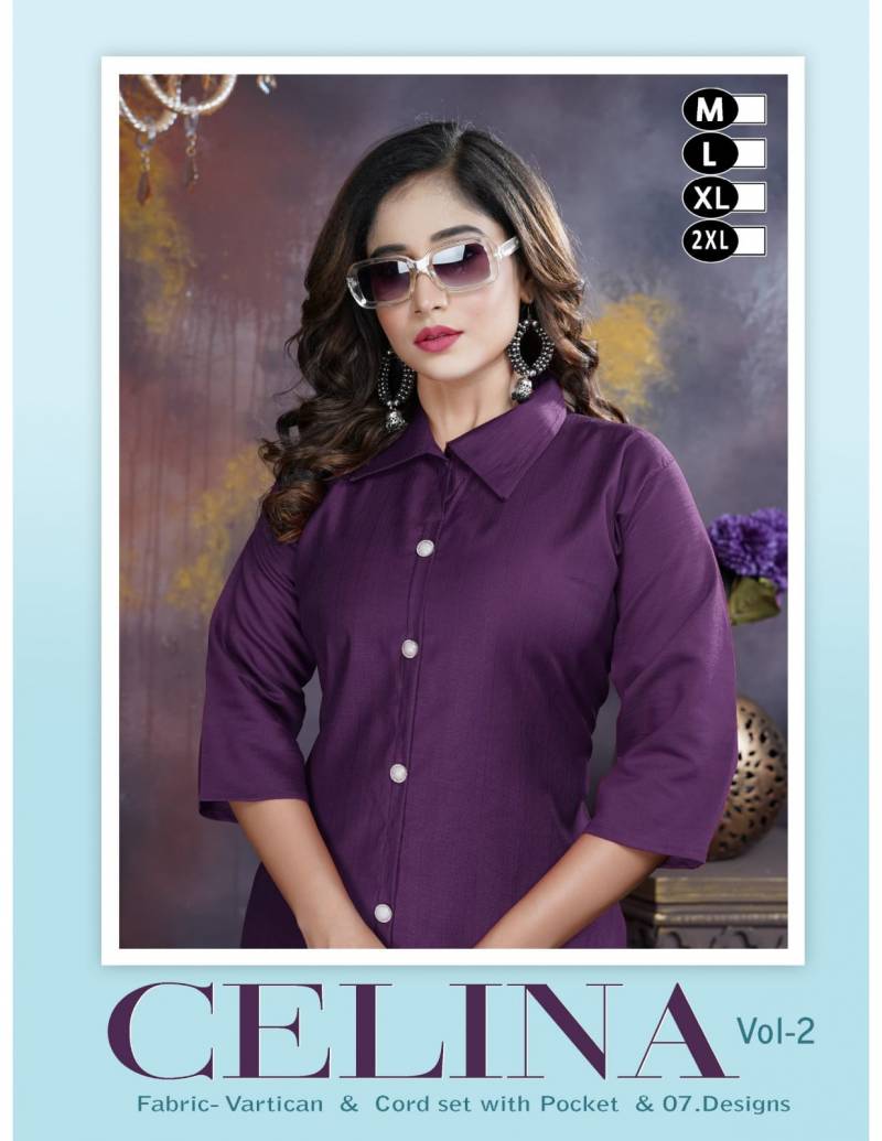 Trendy Celina Vol 1 Casual Wear Vertican Plain Kurti WIth Bottom Collection