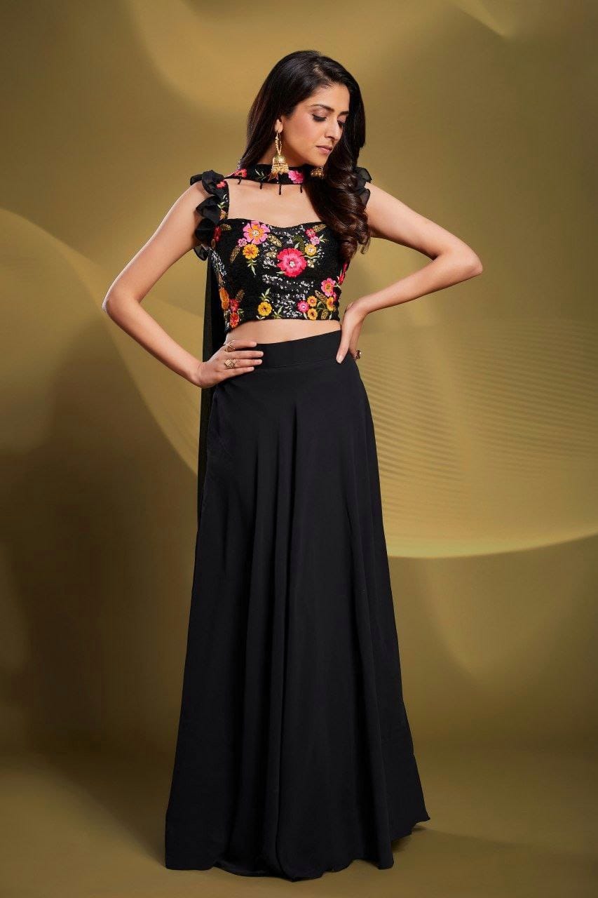 Lekha tuf 201 Georgette Resham Sequins Work Party Wear Lehenga Choli