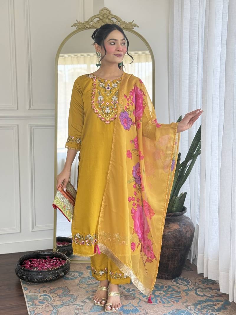 Pihu 01 Chanderi Kurti Bottom With Dupatta
