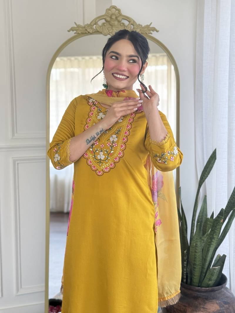 Pihu 01 Chanderi Kurti Bottom With Dupatta
