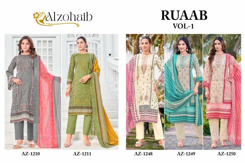 Alzohaib Ruaab Vol 1 Cotton Dupatta Pakistani Salwar Suits Collection