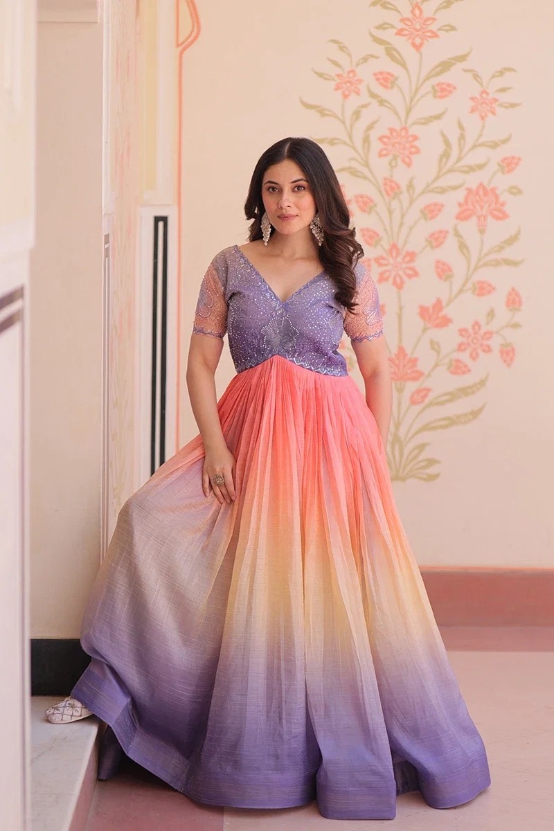 JF 2482 Silk Crush Party Wear Readymade Gowns Collection