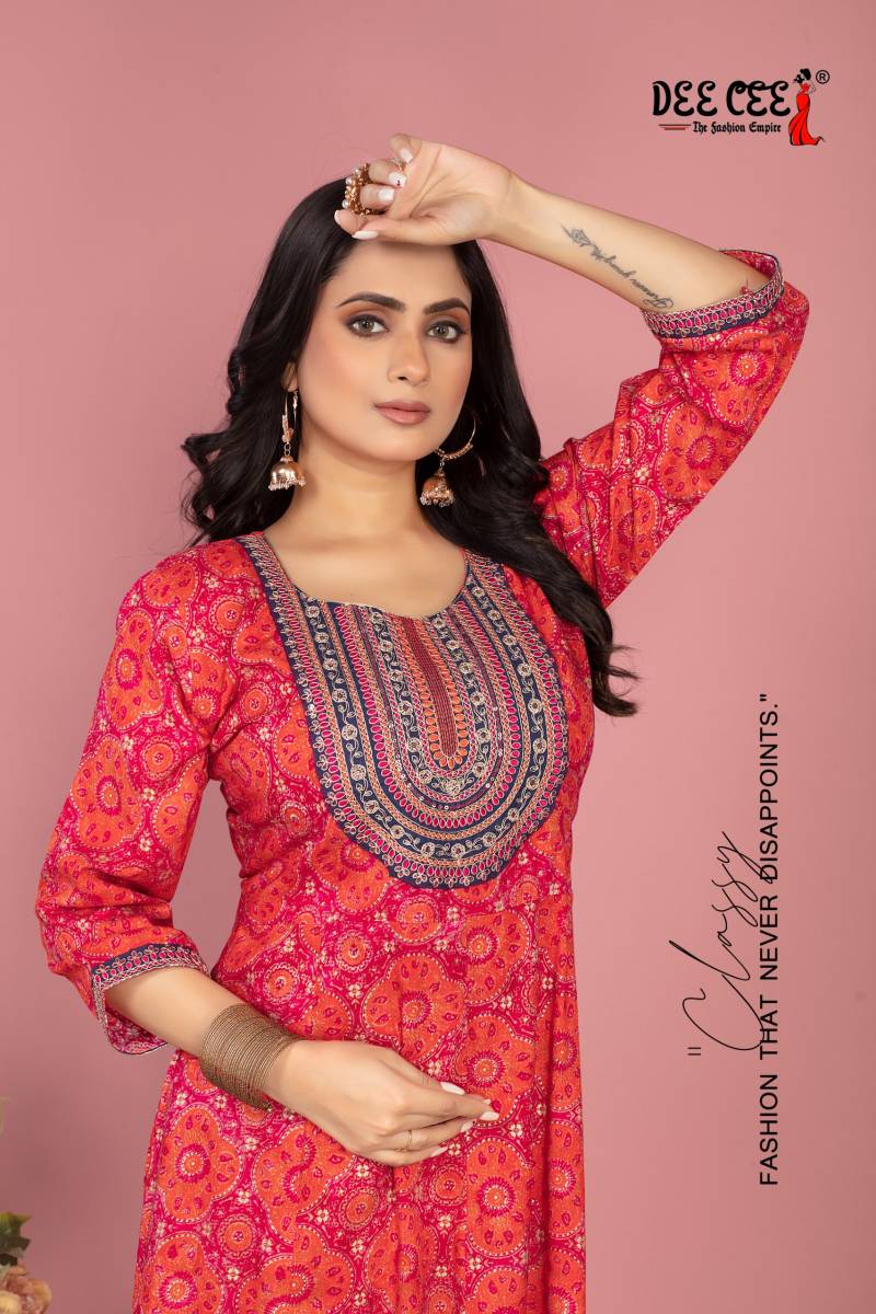 Deecee Deedar Rayon Printed Anarkali Style Kurtis Collection