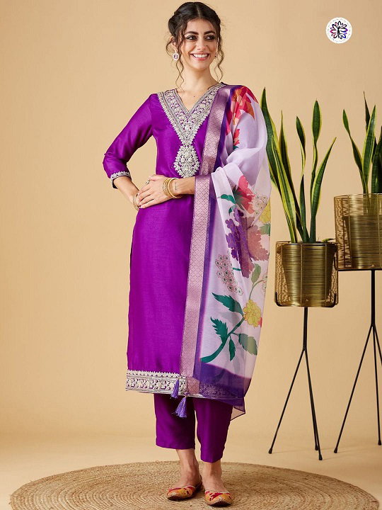 Lekha KL 3002 Viscose Chinon Embroidery Kurti Bottom With Dupatta