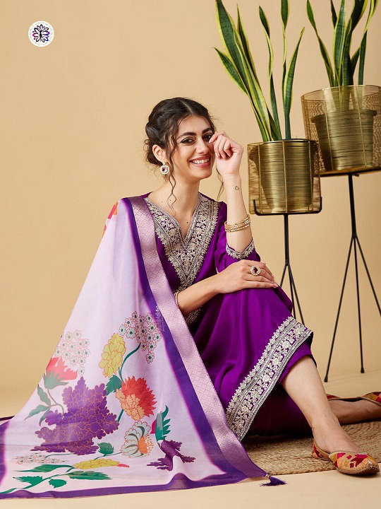Lekha KL 3002 Viscose Chinon Embroidery Kurti Bottom With Dupatta