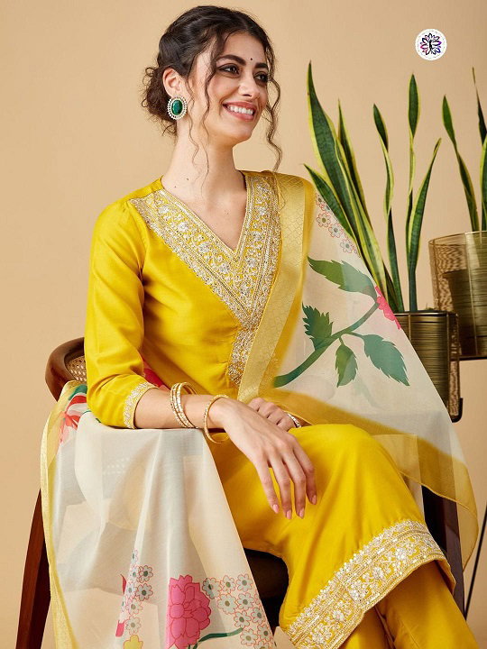 Lekha KL 3002 Viscose Chinon Embroidery Kurti Bottom With Dupatta