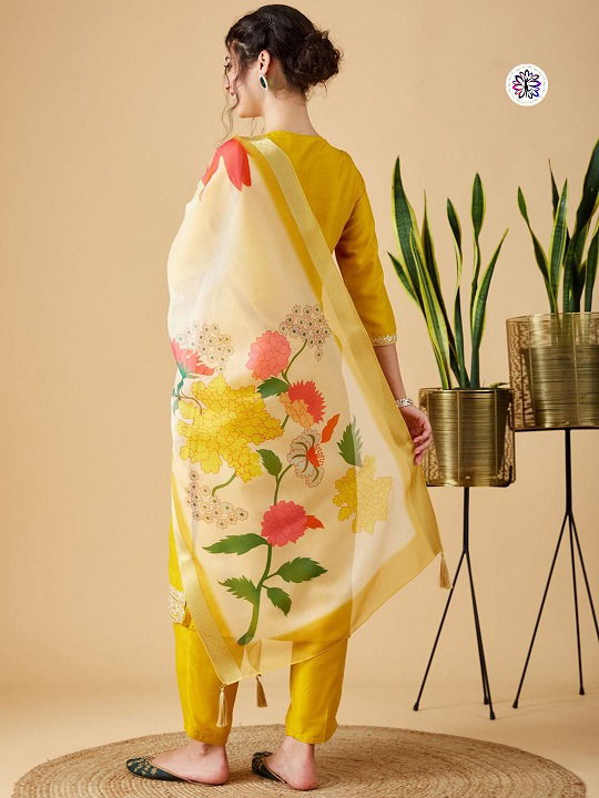 Lekha KL 3002 Viscose Chinon Embroidery Kurti Bottom With Dupatta