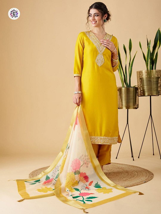Lekha KL 3002 Viscose Chinon Embroidery Kurti Bottom With Dupatta