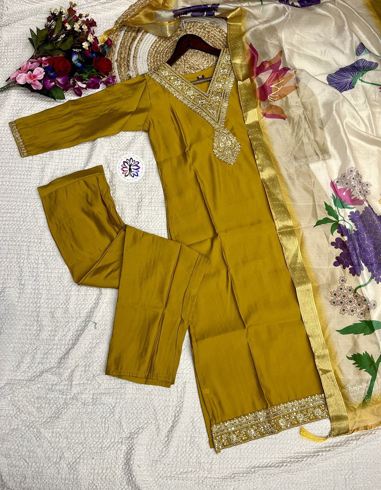 Lekha KL 3002 Viscose Chinon Embroidery Kurti Bottom With Dupatta