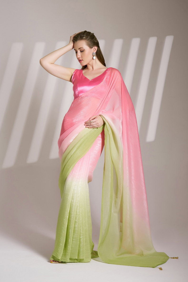Ziva 40 Party Wear Printed Chiffon Silk Saree with Un Stitched Blouse