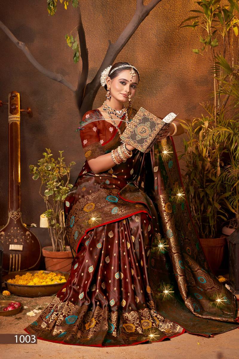 Saroj English Satin Saroski Vol 1 Wedding Wear Silk Saree Collection