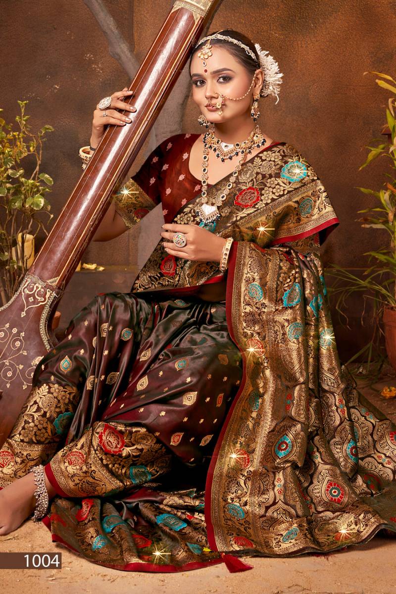 Saroj English Satin Saroski Vol 1 Wedding Wear Silk Saree Collection