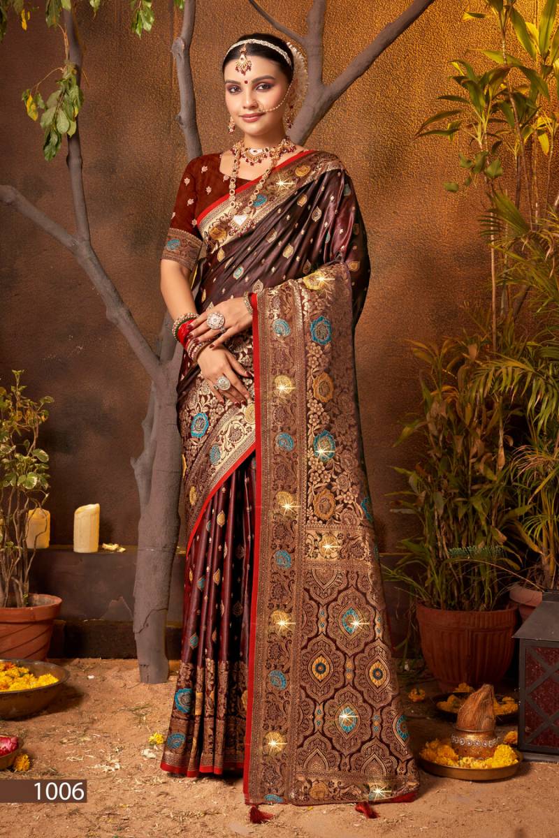 Saroj English Satin Saroski Vol 1 Wedding Wear Silk Saree Collection