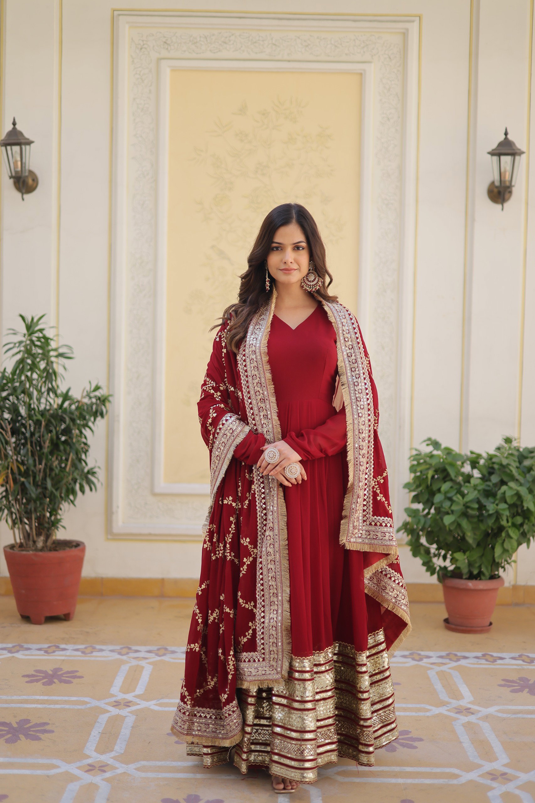 Lekha KA 1082 Faux Blooming with Embroidery Zari Sequins Gown With Dupatta 