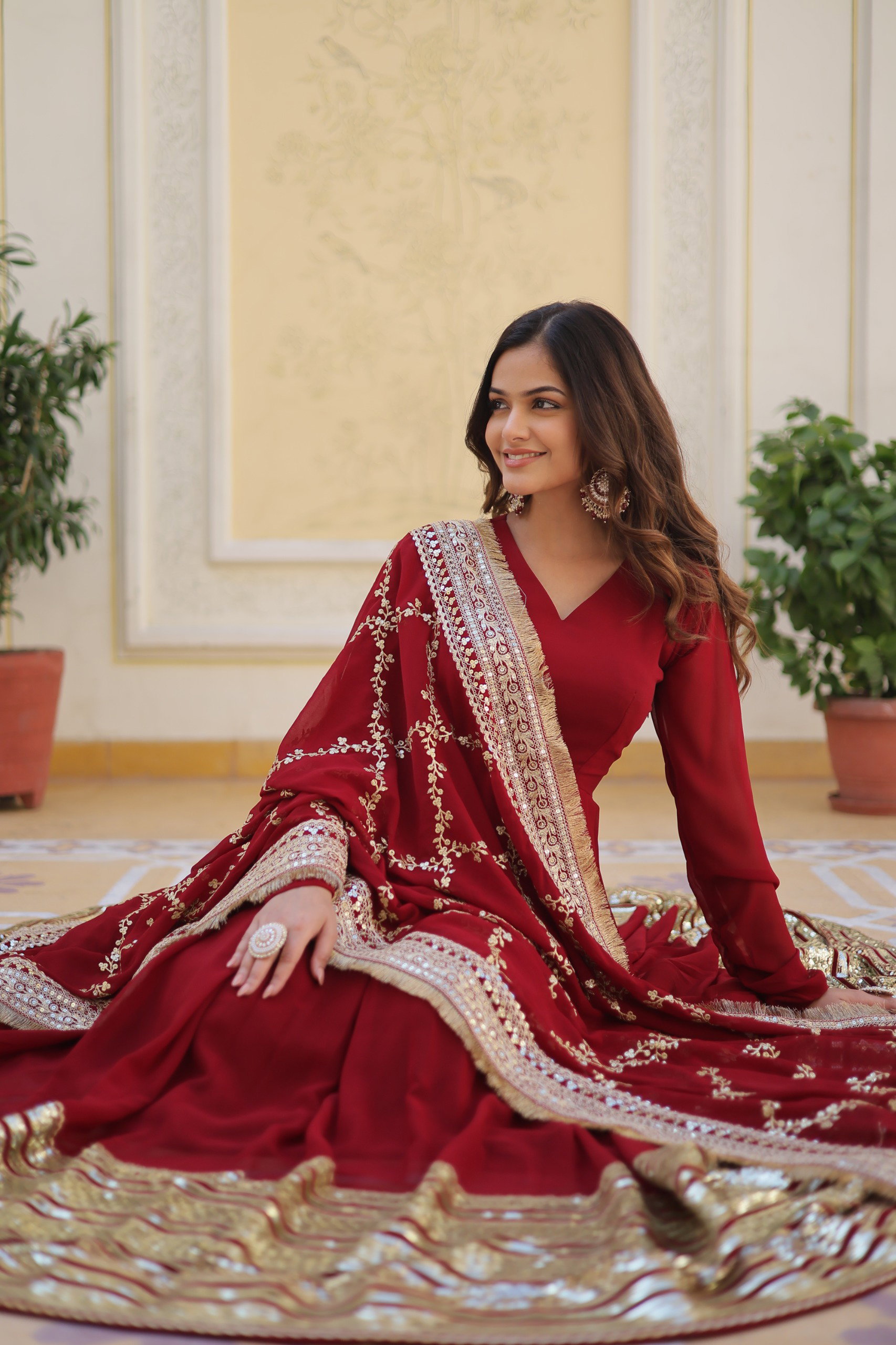 Lekha KA 1082 Faux Blooming with Embroidery Zari Sequins Gown With Dupatta 