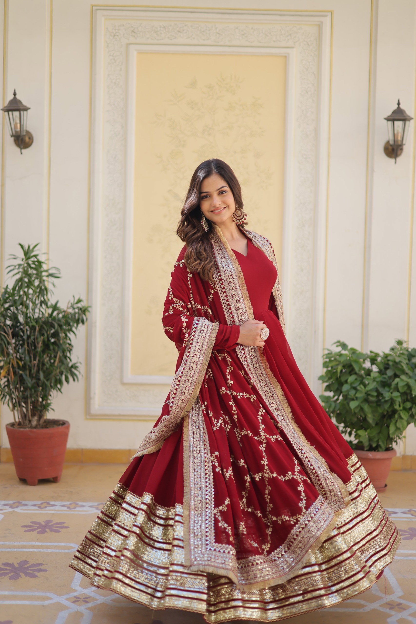 Lekha KA 1082 Faux Blooming with Embroidery Zari Sequins Gown With Dupatta 