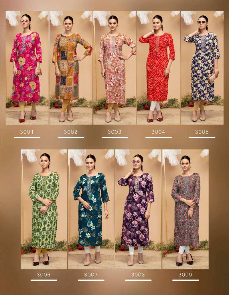 Radhika Alisha Vol 3 Rayon Printed Casual Wear Kurti Collection