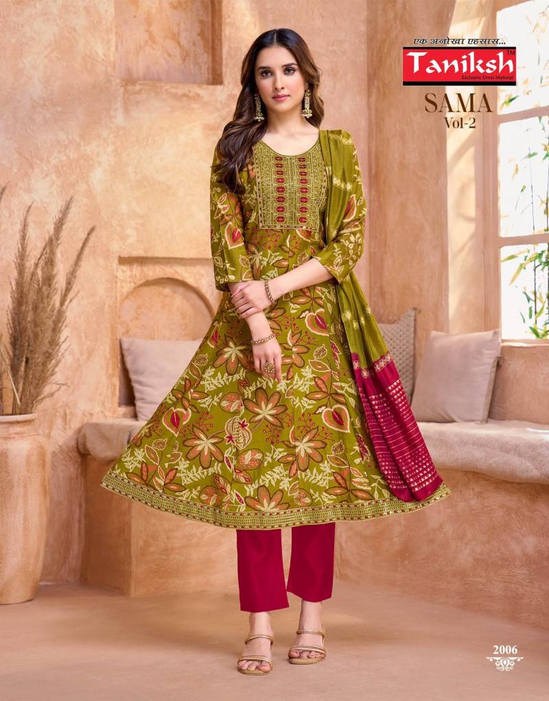 Taniksh Sama Vol 2 Vertical Discharge Kurti Bottom With Dupatta