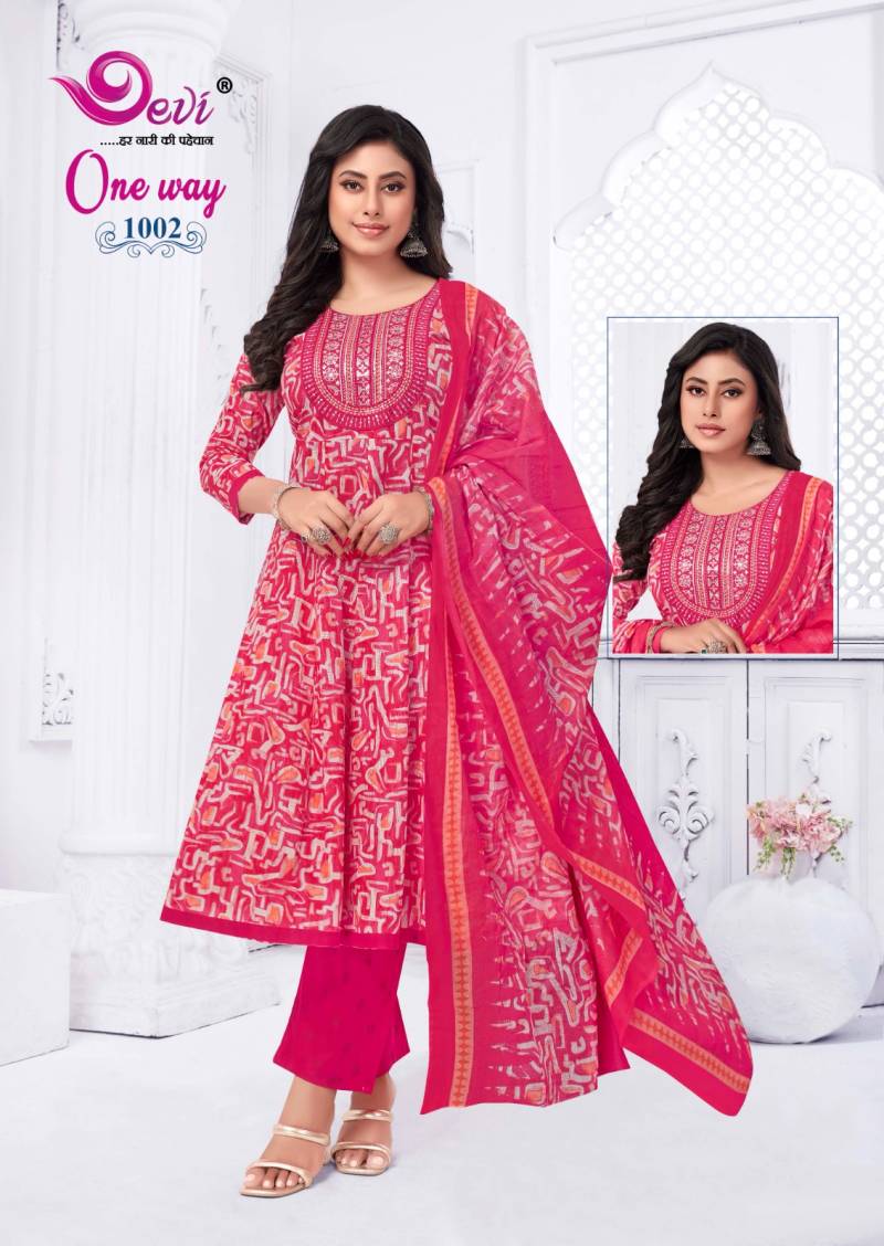 Devi One Way Vol 1 Cotton Anarkali Kurti Bottom With Dupattta