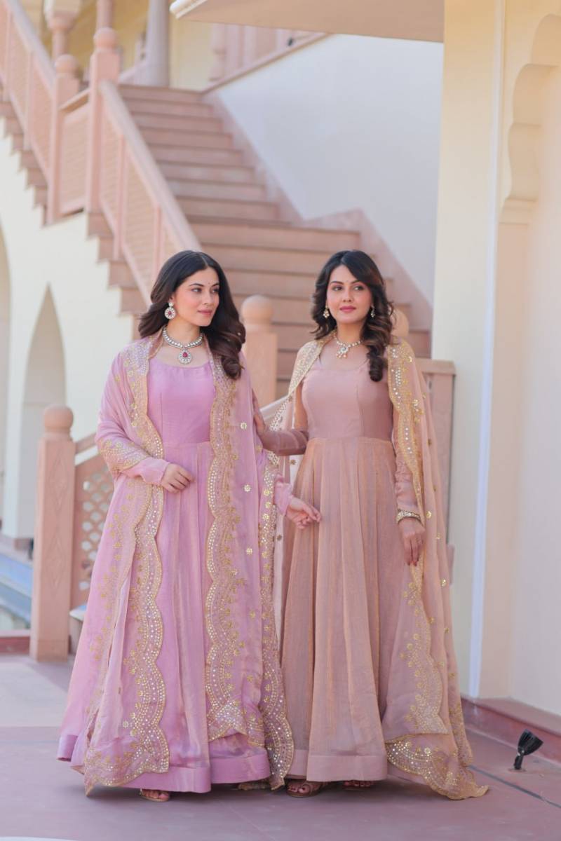 Luna Vol 48 Beautiful Chiffon Embroidered Gown With Dupatta