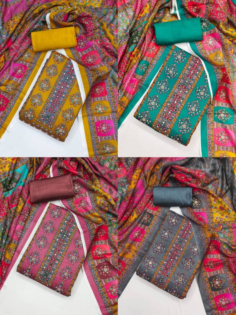 Rnx 5044 Beautiful Chinon Printed Dress Material Collection