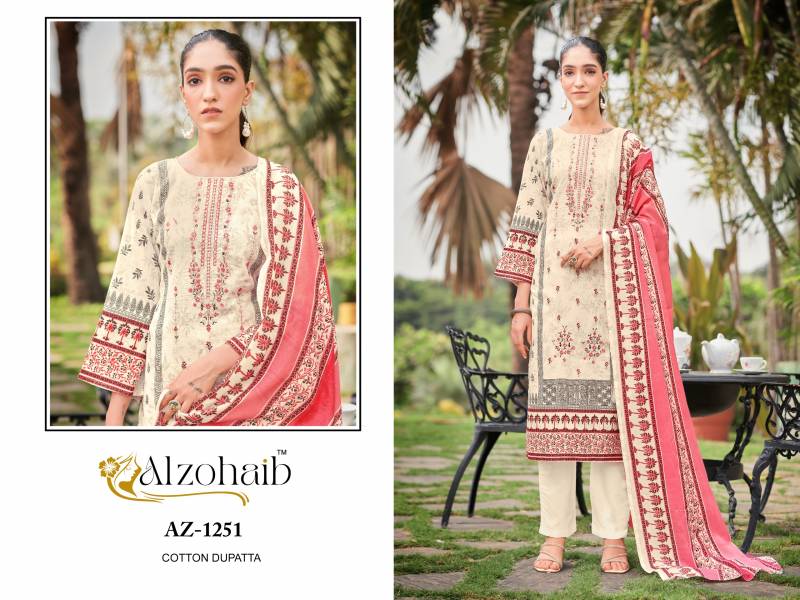 Alzohaib Saira Vol 1 Cotton Dupatta Pakistani Salwar Suits Collection
