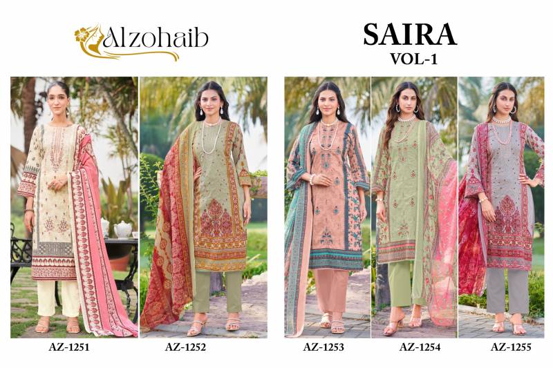 Alzohaib Saira Vol 1 Chiffon Dupatta Pakistani Salwar Suits Collection